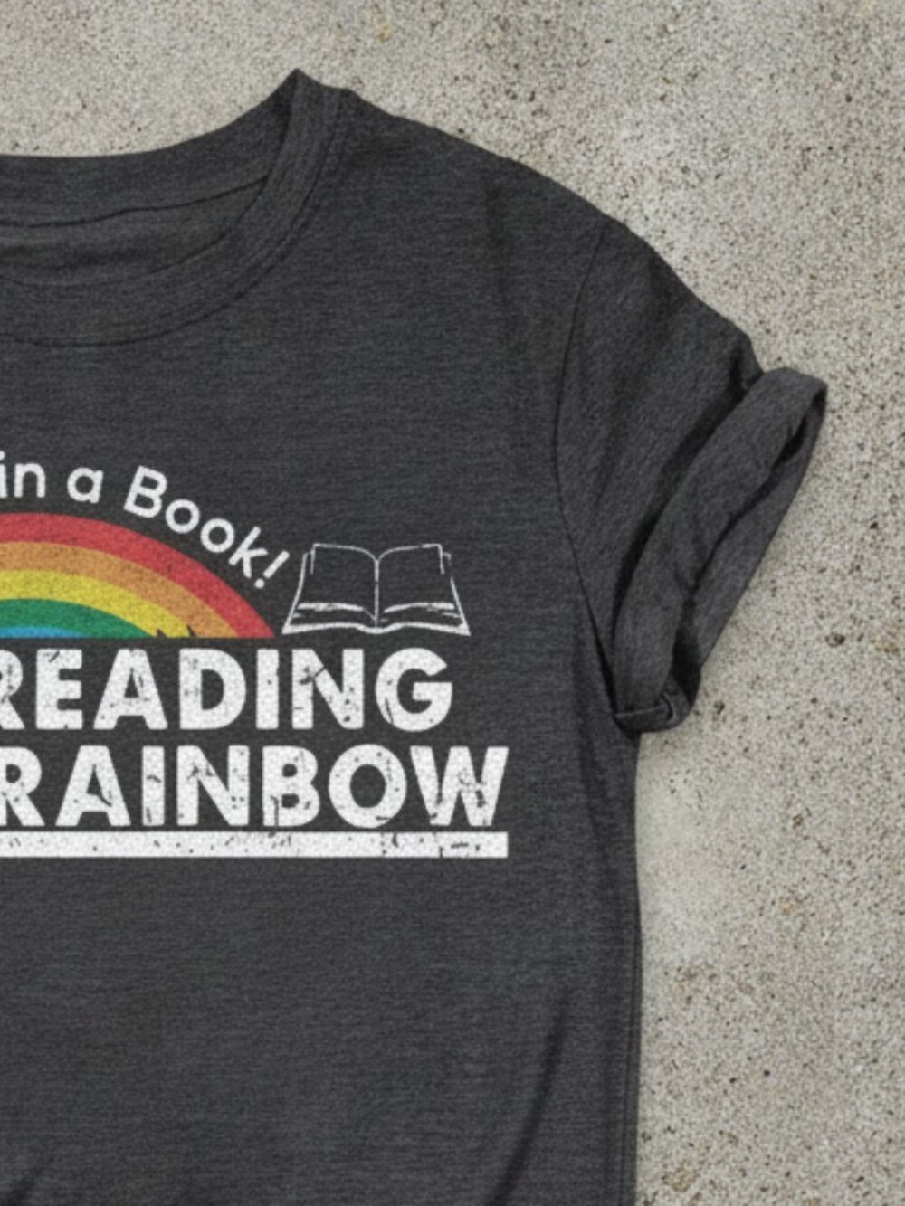 Reading Rainbow Take A Look It's In A Book Retro Grey T-Shirt - Picture 4 of 5